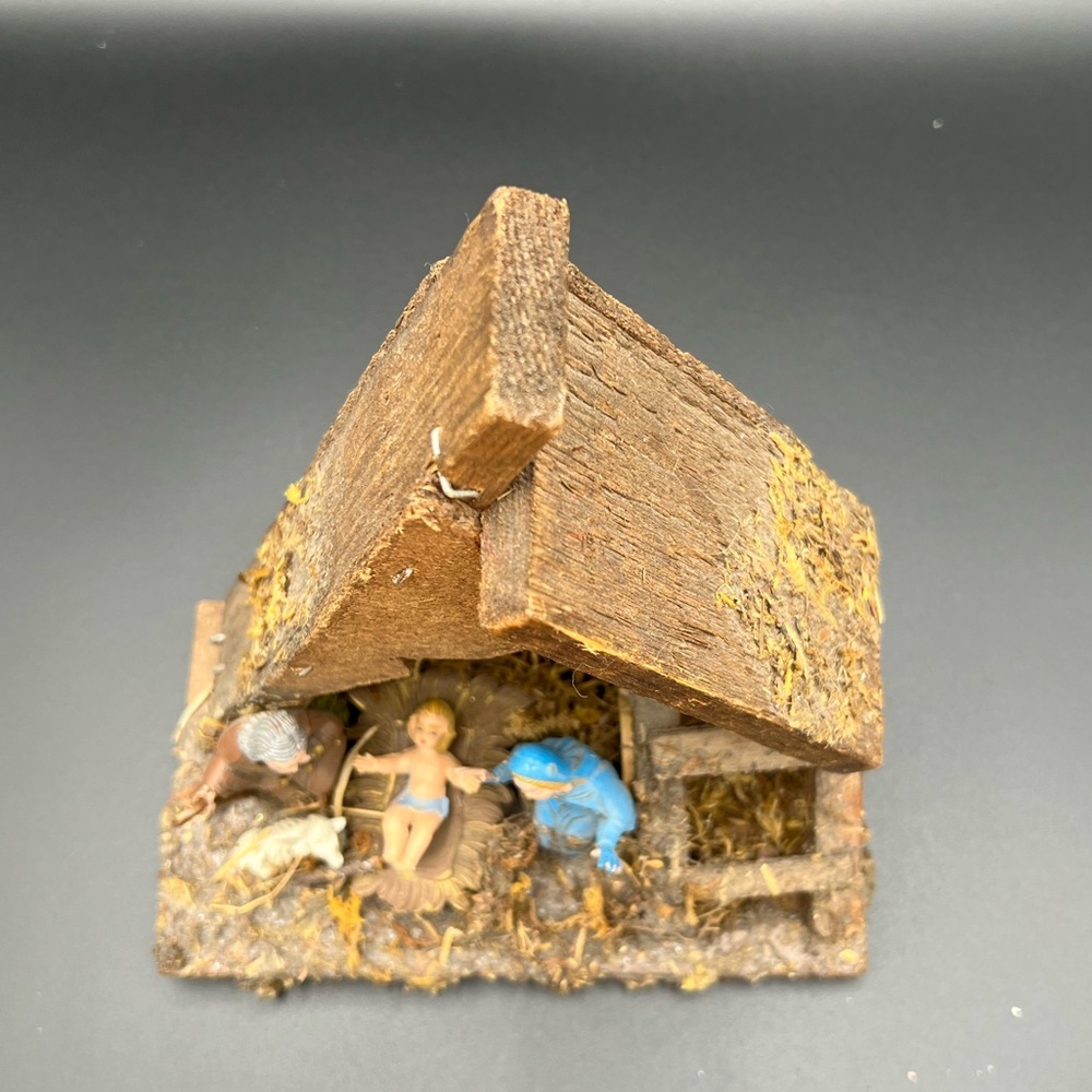 Vintage Italian Wood Creche Nativity Set Manger. Christmas Decoration. 4 figure - Picture 6 of 16